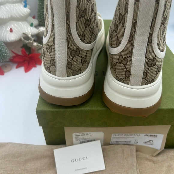 Gucci Beige and White High-Top platform Sneakers size 11 made in Italy - Picture 7 of 10